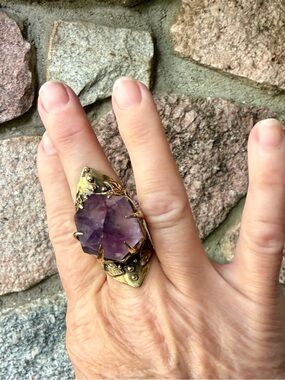 Acid Queen Jewelry Enchantress Shield Amethyst Point Ring, Size 8
